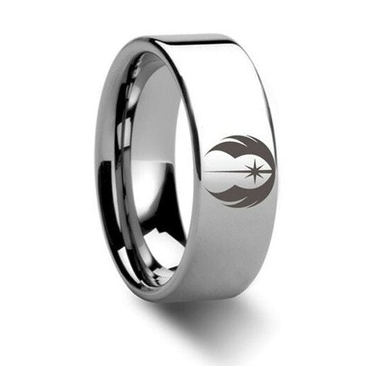 Jedi Order Symbol Star Wars Ring - Tungsten 6mm - 10mm 