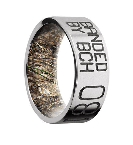 Cobalt Chrome Duck Band 8mm with Mossy Oak Duck Blind Sleeve