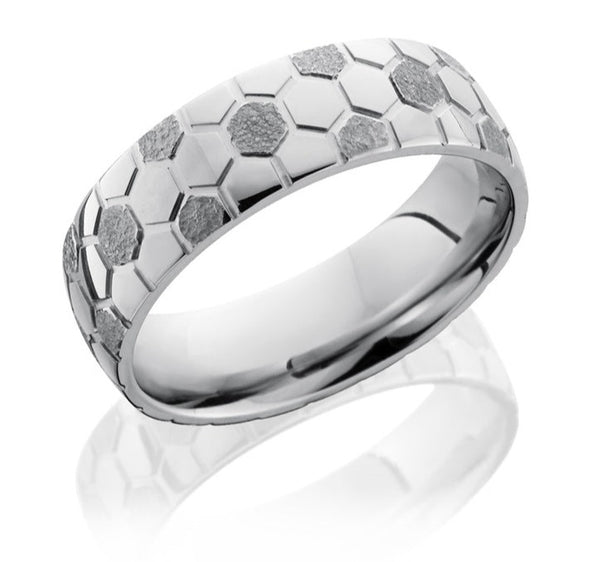 Soccer Ball Pattern Ring - 7mm Cobalt - Camo Ever After