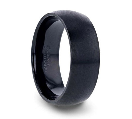 black titanium domed wedding ring
