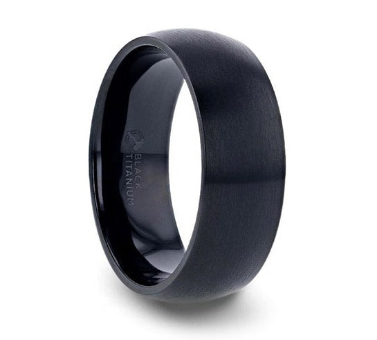 Classic Black Titanium Domed Ring - 6mm or 8mm 
