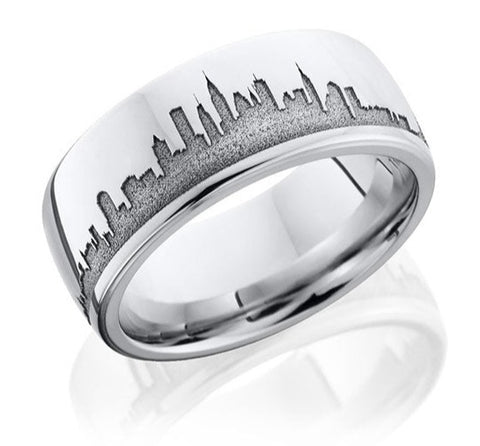 New York Skyline Ring - Cobalt Chrome 8mm Domed Band