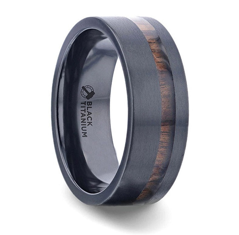 Off Set Koa Wood Inlay Ring