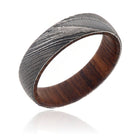 Damascus Steel Ring with Rosewood Sleeve 6mm 