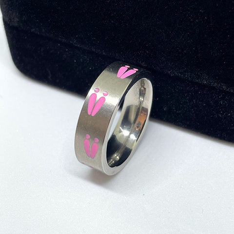 Clearance Pink Deer Tracks Ring - Titanium SIZE 6