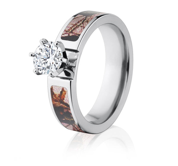 Mossy Oak Pink Camo Engagement Ring 1 CT - 6mm - Camo Ever After