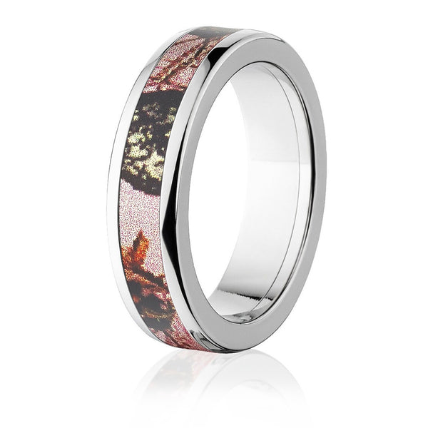 Mossy Oak Pink Breakup Camo Ring - 6mm Titanium - Camo Ever After