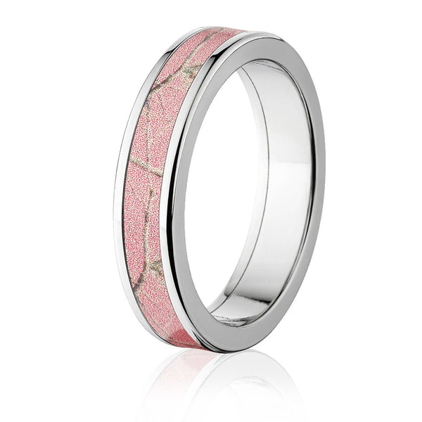 Pink Camo Ring for Her - Titanium 5mm - Camo Ever After