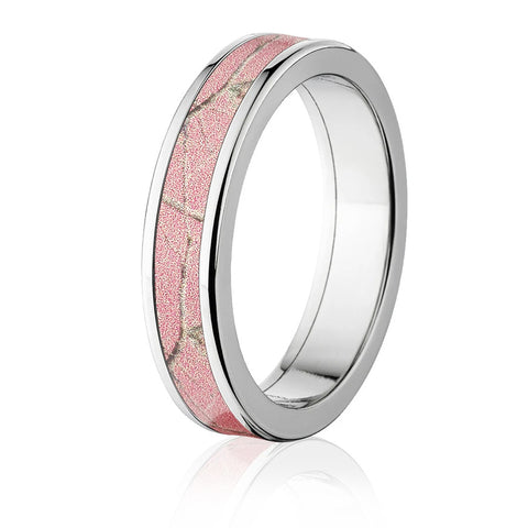 Pink Camo Ring for Her - Titanium 5mm