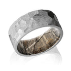 Hammered Mens Wedding Band - Optional Camo Sleeve - Camo Ever After