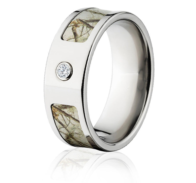 Realtree 8mm Bezel Ring with Real Diamond - Camo Ever After