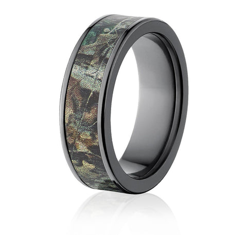 Realtree Timber Camo Ring in Black - Choose Width