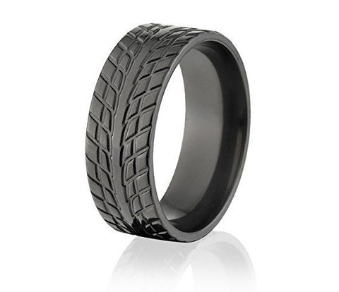Tire Tread Ring - Black Zirconium 8mm