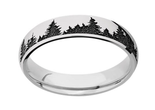 Forest Tree Line Women's Ring - Cobalt 5mm 