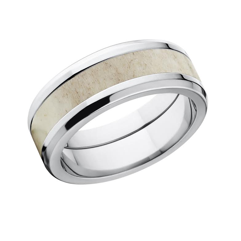 Antler Inlay Ring -  Tapered Edge 