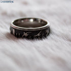 Laser Carved Duck Hunt Scenery Ring - 8mm Cobalt 