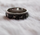 Laser Carved Duck Hunt Scenery Ring - 8mm Cobalt 